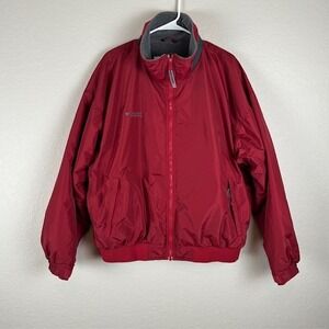 Columbia Mens XL Red Fleece Lined Jacket Full Zip Bomber Windbreaker WM5020